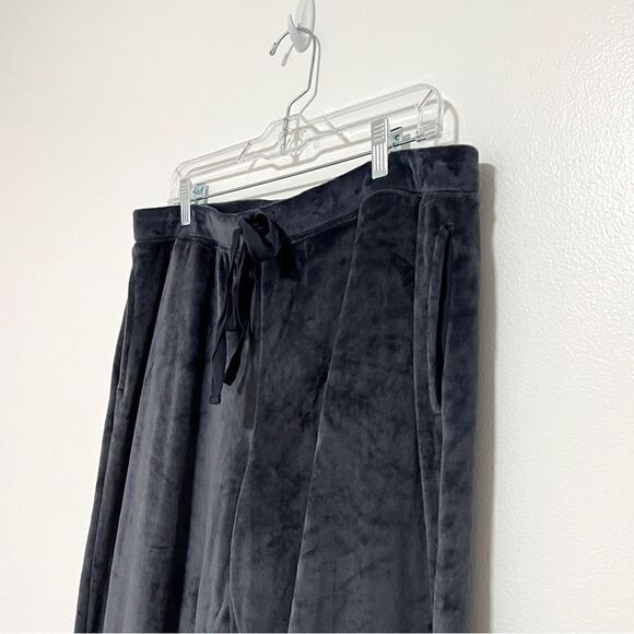 Natori Navy Velour Solid Pants L Lounge Casual Pockets Elastic Waist - Picture 3 of 10